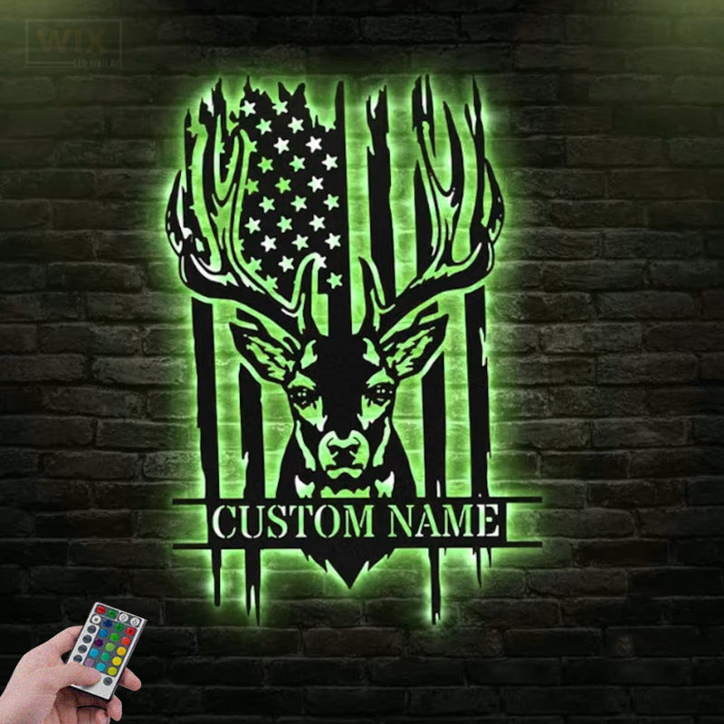 Deer Or Moose Hunting LED Metal Sign - Wix Decor