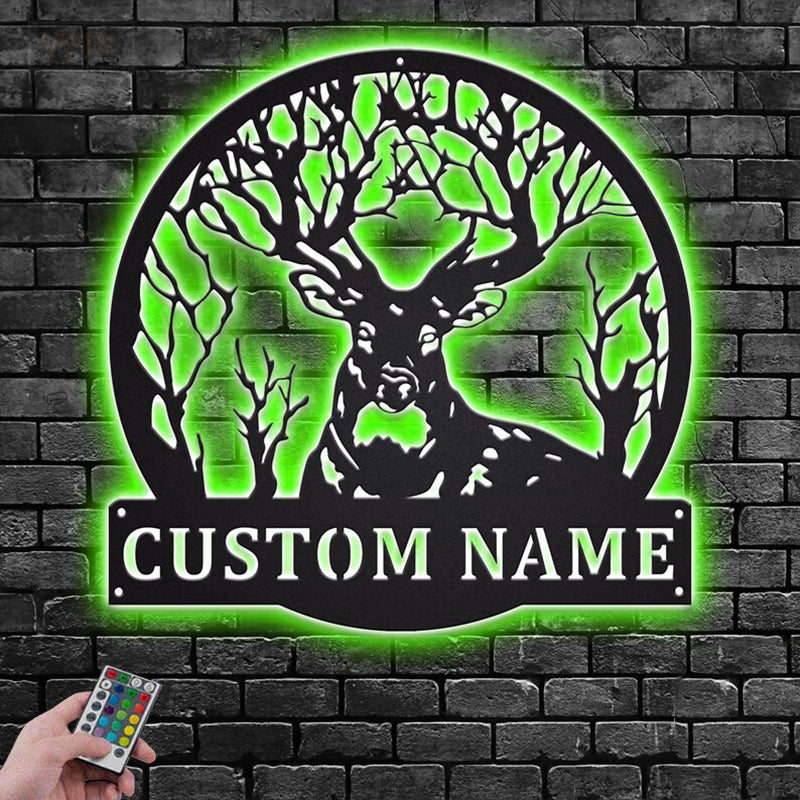 Deer Or Moose Hunting LED Metal Sign - Wix Decor