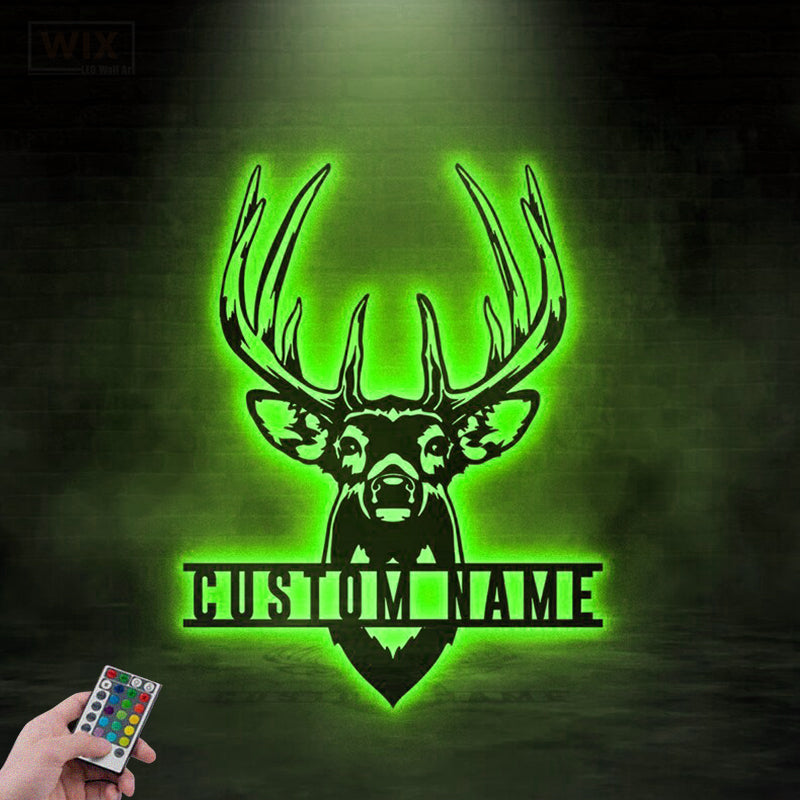 Deer Or Moose Hunting LED Metal Sign - Wix Decor