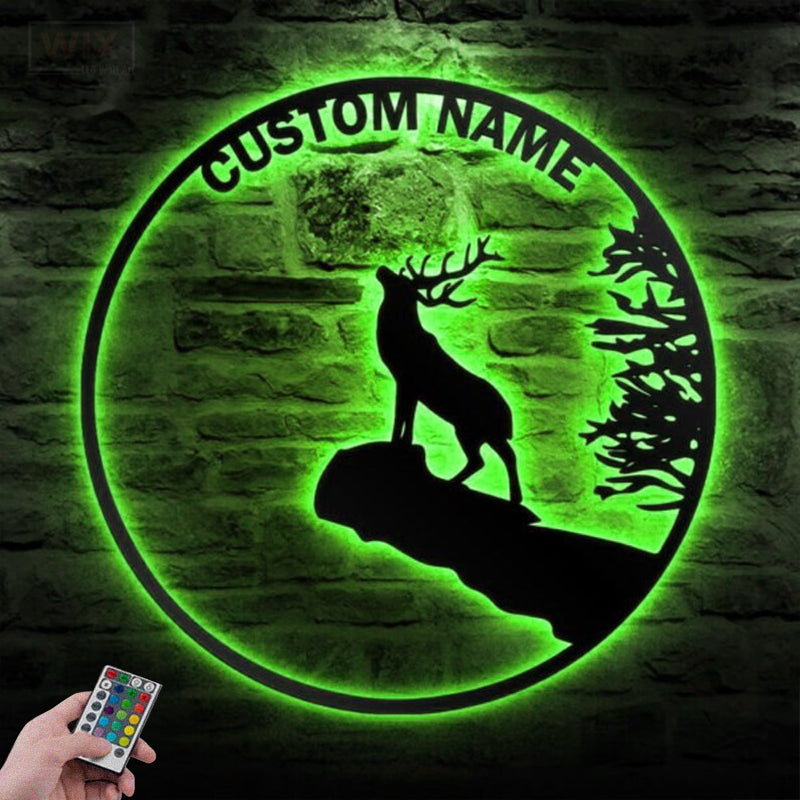 Deer Or Moose Hunting LED Metal Sign - Wix Decor