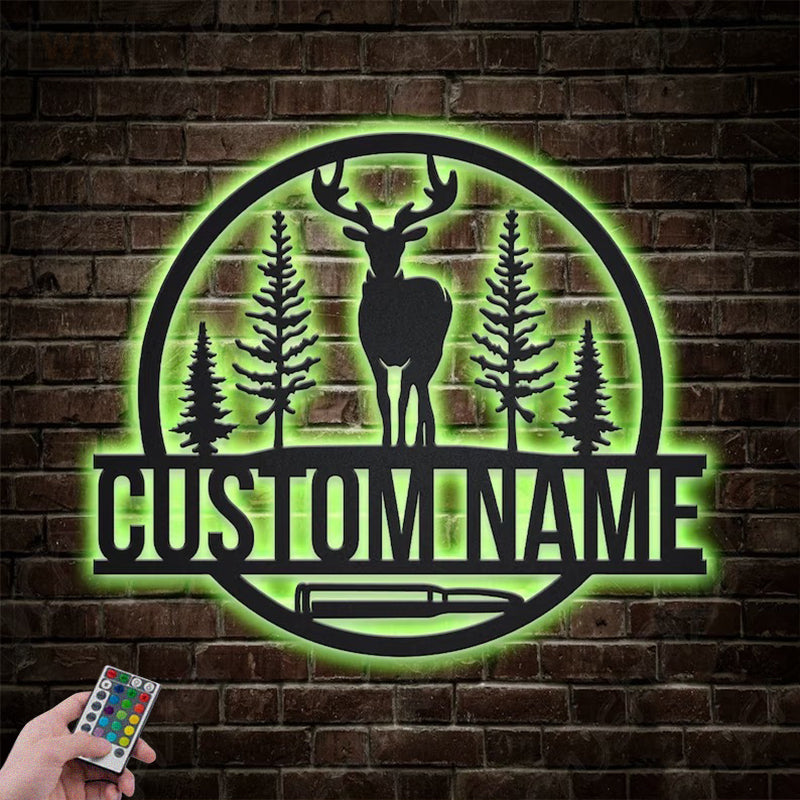 Deer Or Moose Hunting LED Metal Sign - Wix Decor