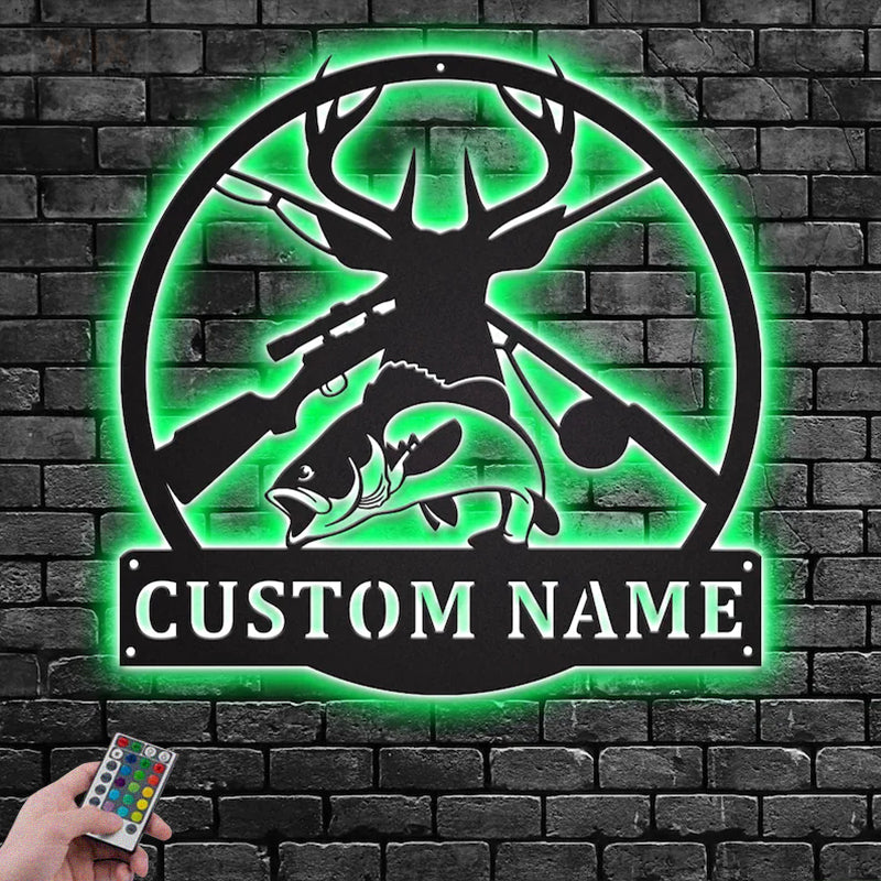 Deer Or Moose Hunting LED Metal Sign - Wix Decor