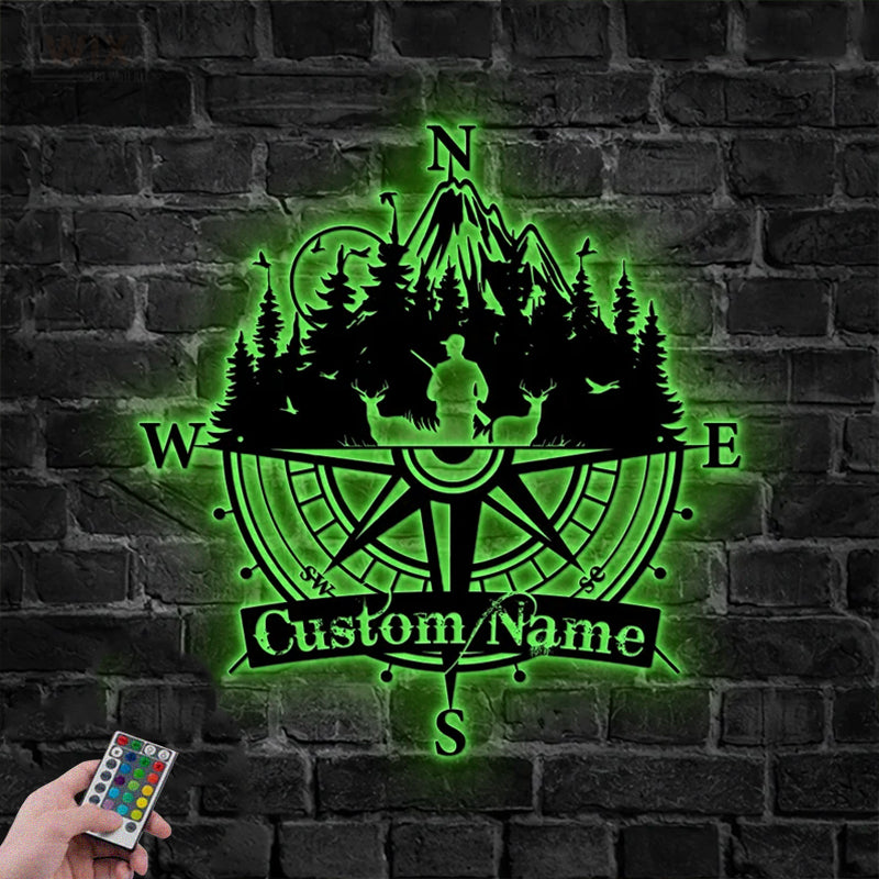 Deer Or Moose Hunting LED Metal Sign - Wix Decor