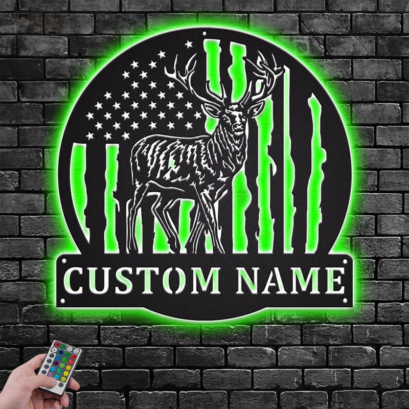 Deer Or Moose Hunting LED Metal Sign - Wix Decor