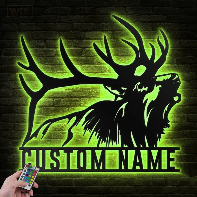 Deer Or Moose Hunting LED Metal Sign - Wix Decor