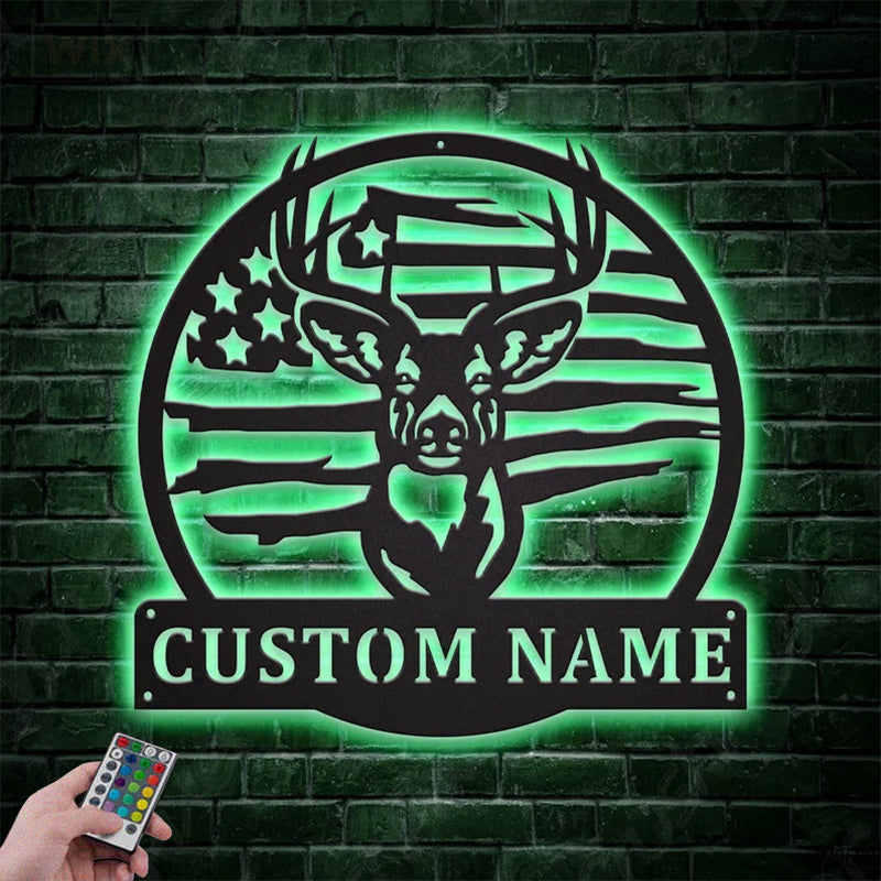 Deer Or Moose Hunting LED Metal Sign - Wix Decor