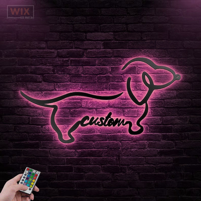 Dog Led Metal Sign - Wix Decor