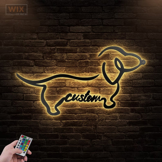 Dog Led Metal Sign