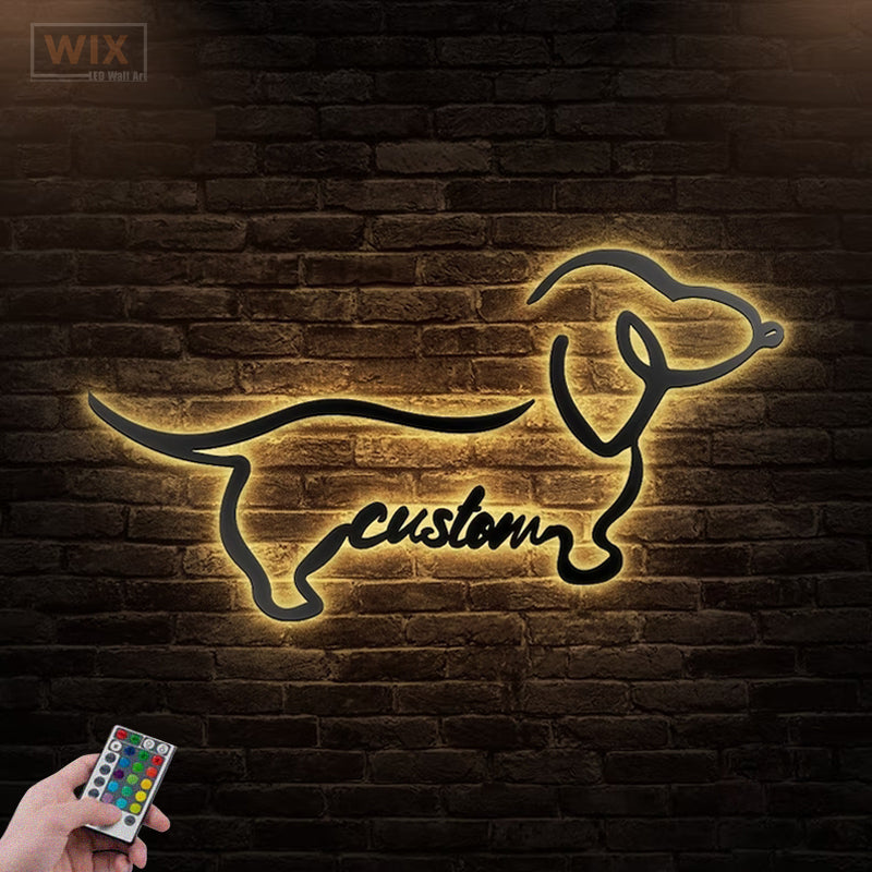 Dog Led Metal Sign - Wix Decor