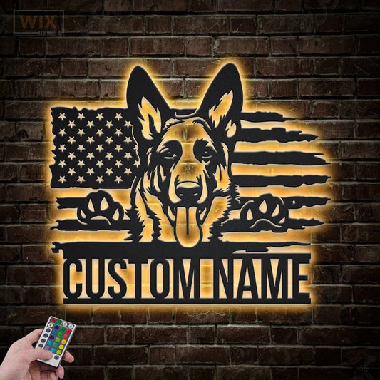 Dog Led Metal Sign