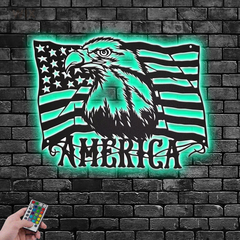 Eagle Led Metal Sign - Wix Decor 