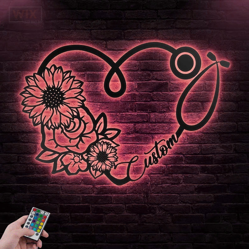 Flower Led Metal Sign – Wix Decor