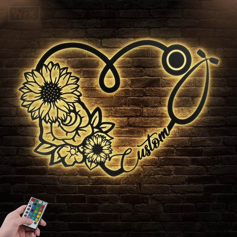Flower Led Metal Sign – Wix Decor