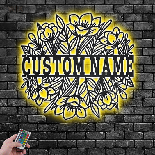 Flower Led Metal Sign – Wix Decor