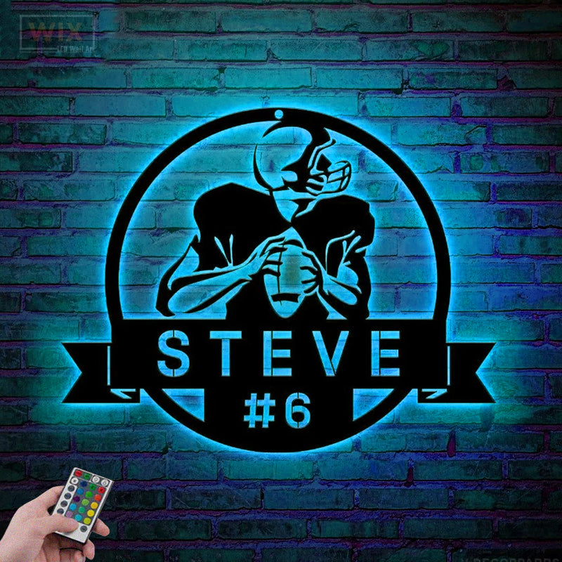 Football Led Metal Sign - Wix Decor
