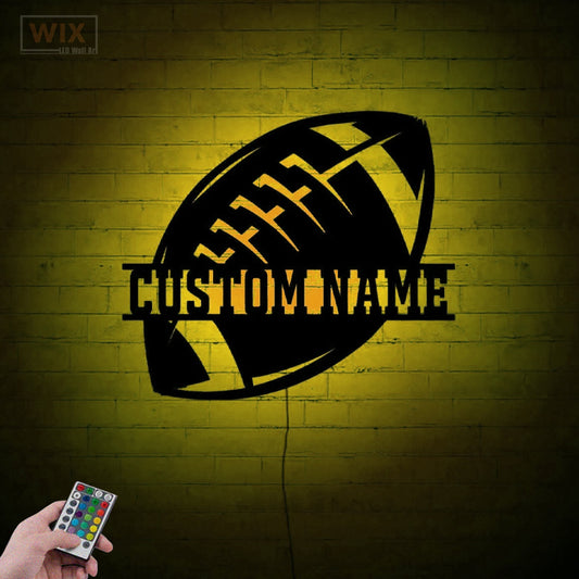 Football Led Metal Sign