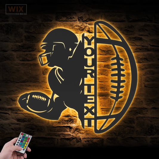 Football Led Metal Sign