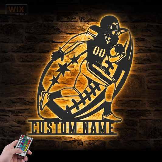 Football Led Metal Sign