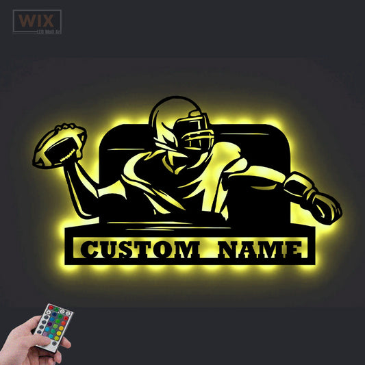 Football Led Metal Sign