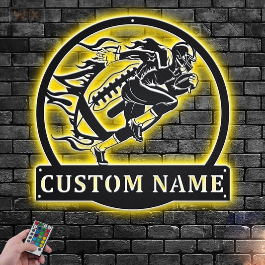 Football Led Metal Sign