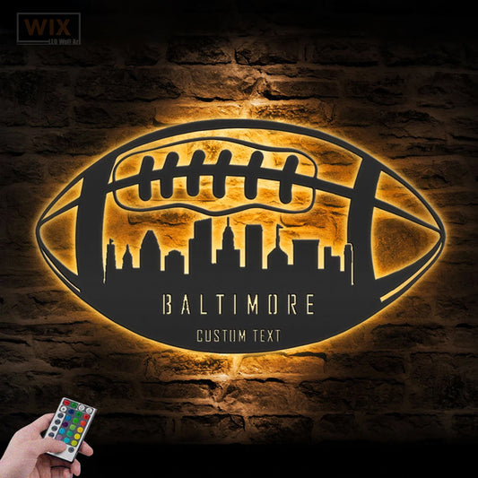 Football Led Metal Sign