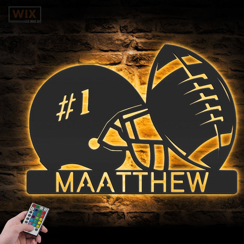 Football Led Metal Sign - Wix Decor