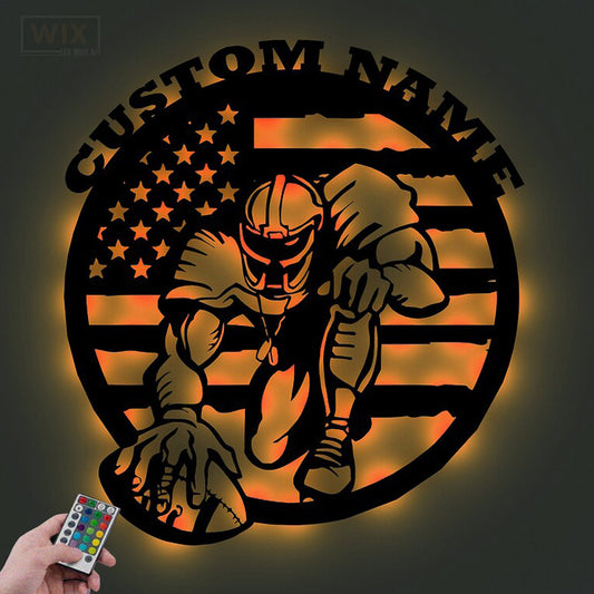 Football Led Metal Sign
