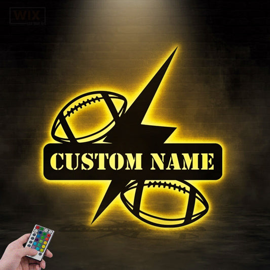 Football Led Metal Sign