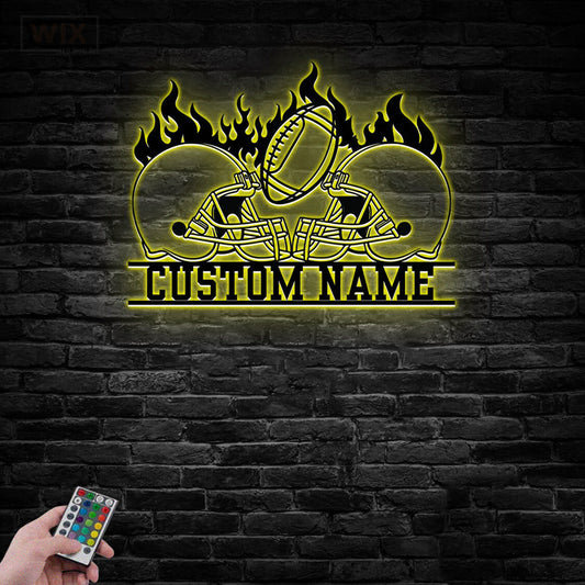 Football Led Metal Sign