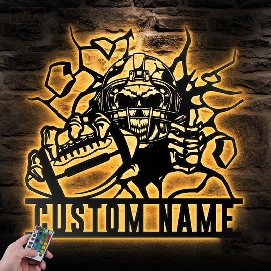 Football Led Metal Sign
