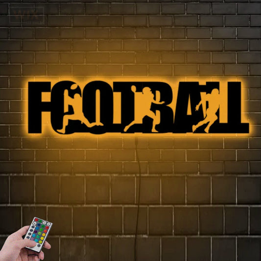 Football Led Metal Sign