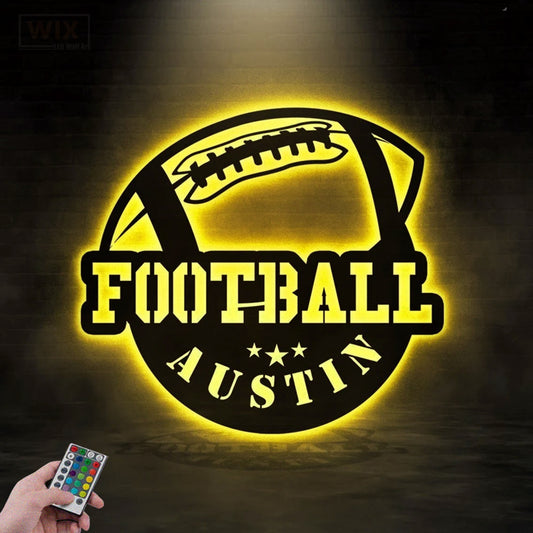Football Led Metal Sign