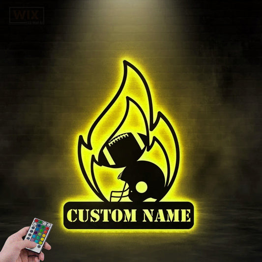 Football Led Metal Sign