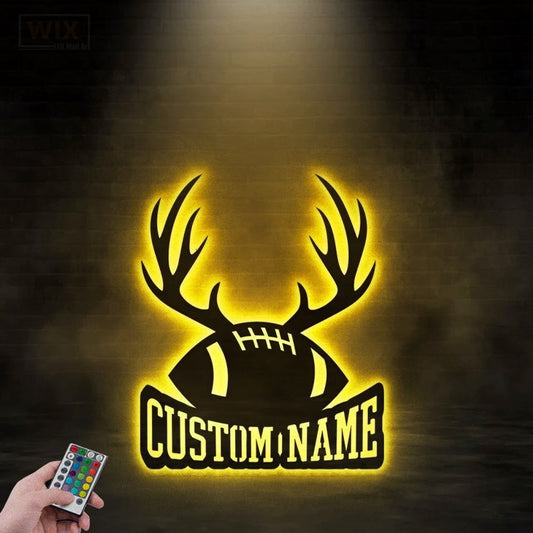 Football Led Metal Sign