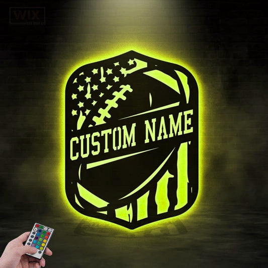 Football Led Metal Sign