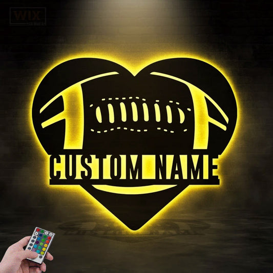 Football Led Metal Sign