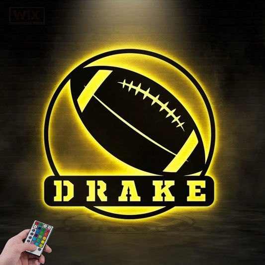 Football Led Metal Sign