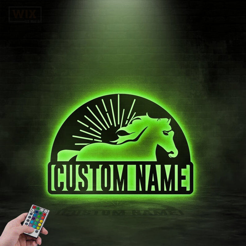 Horse LED Metal Sign 