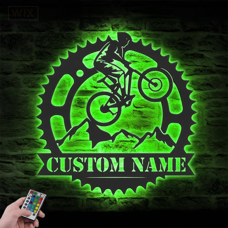 Mountain Bike LED Metal Sign - Wix Decor
