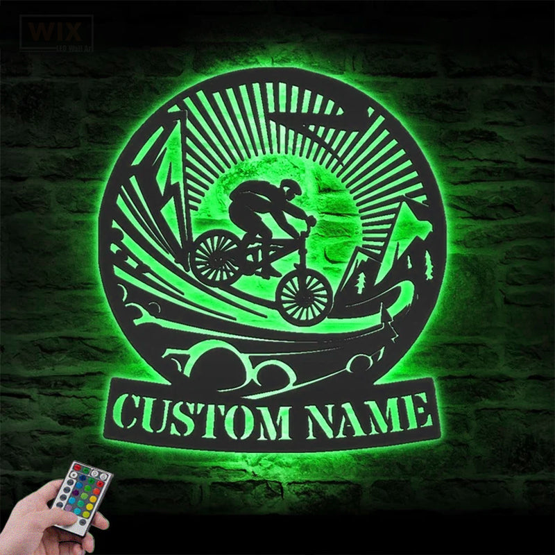 Mountain Bike LED Metal Sign - Wix Decor
