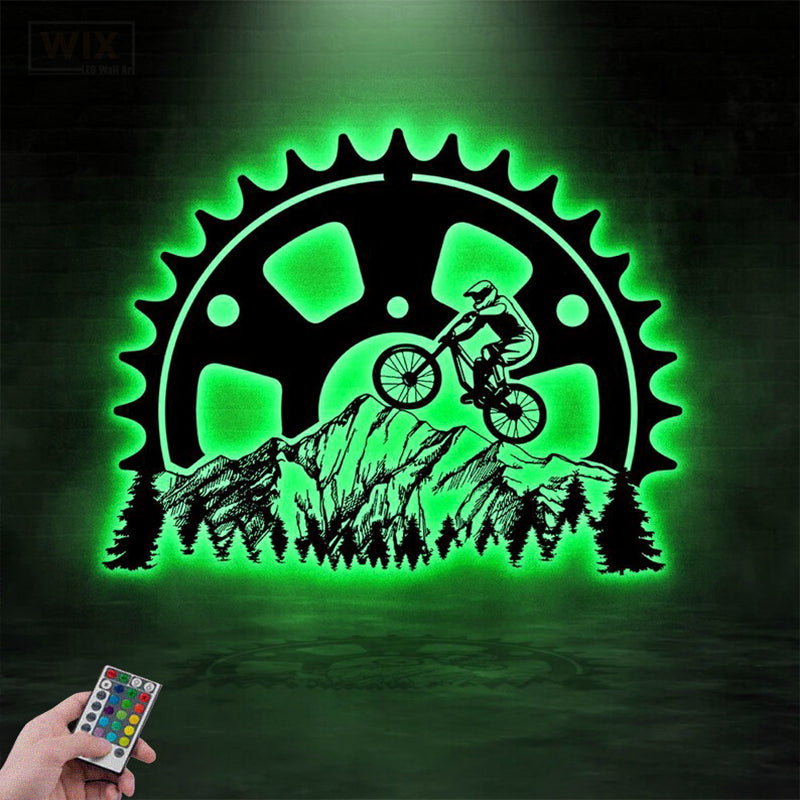 Mountain Bike LED Metal Sign - Wix Decor