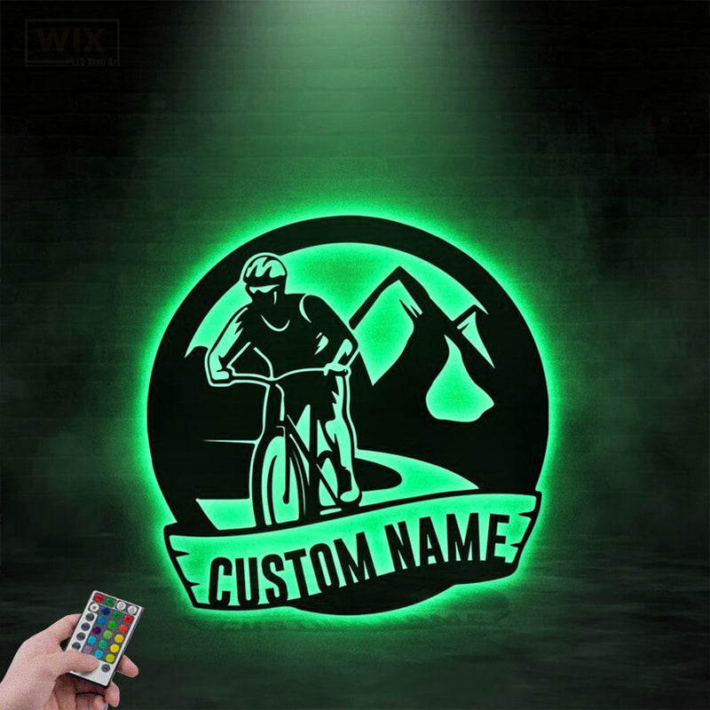 Mountain Bike LED Metal Sign - Wix Decor