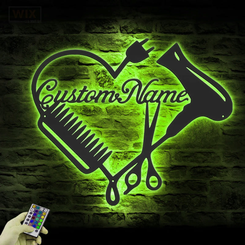 Barber & Salon Led Metal Sign - Wix Decor