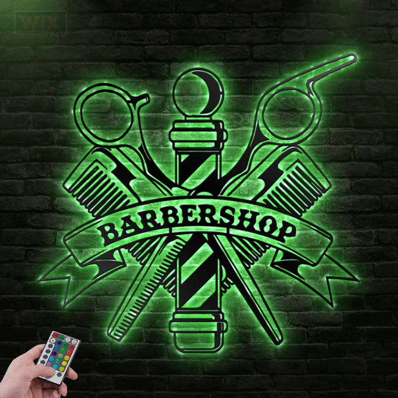 Barber & Salon Led Metal Sign - Wix Decor