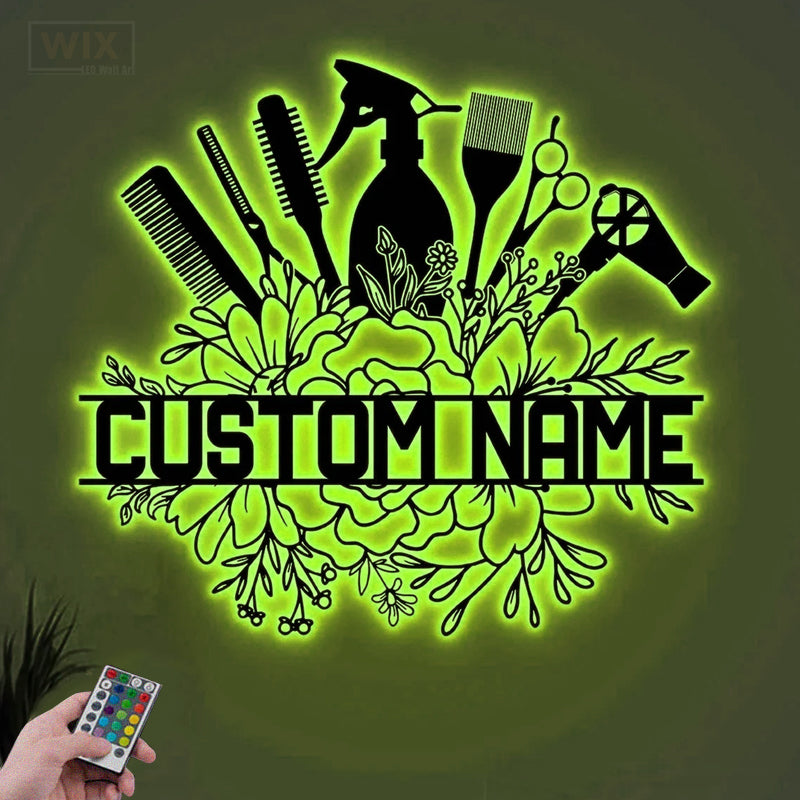 Barber & Salon Led Metal Sign - Wix Decor