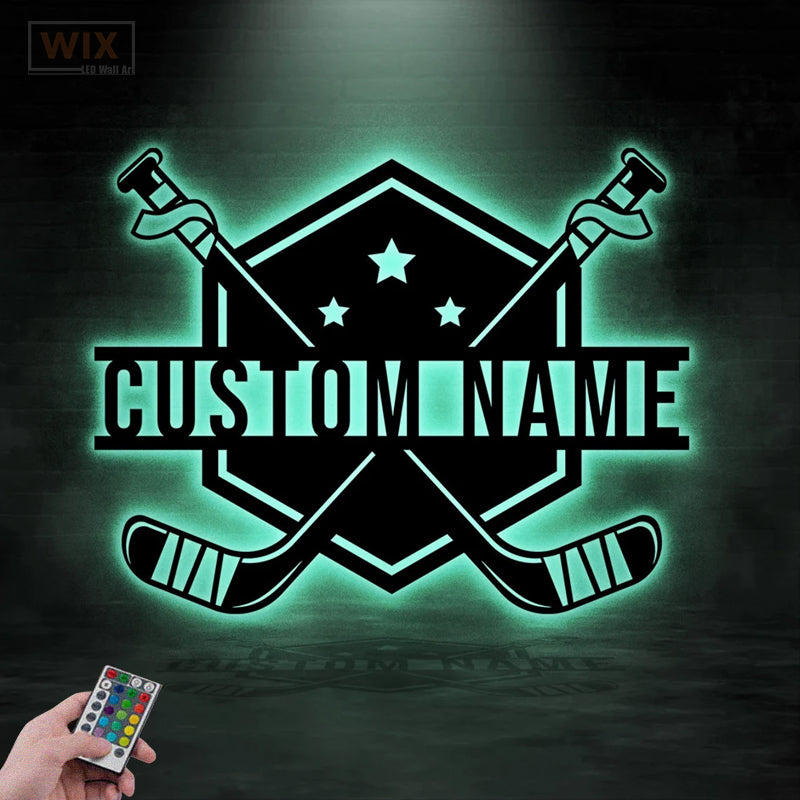Hockey Led Metal Sign - Wix Decor