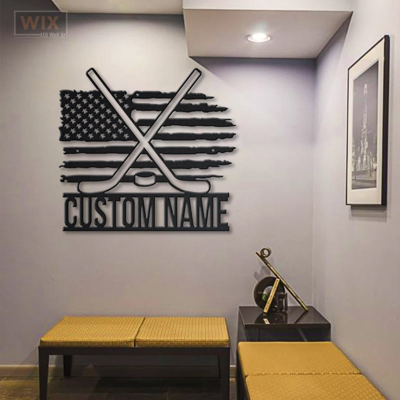 Hockey Led Metal Sign - Wix Decor