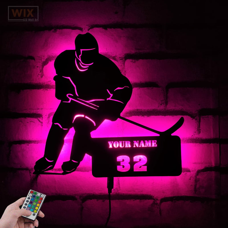 Hockey Led Metal Sign - Wix Decor