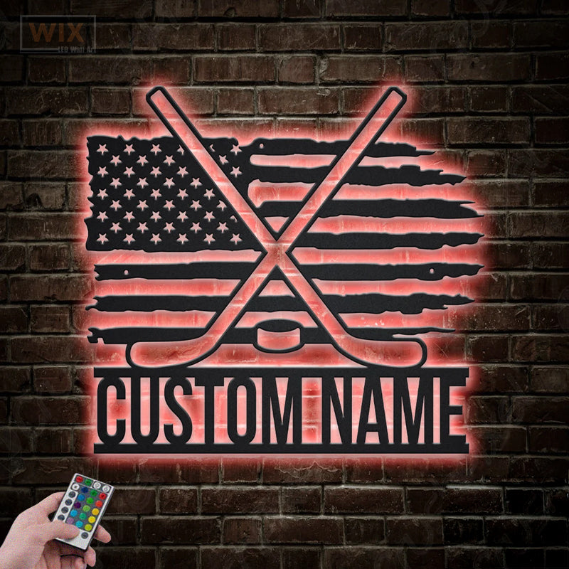 Hockey Led Metal Sign - Wix Decor