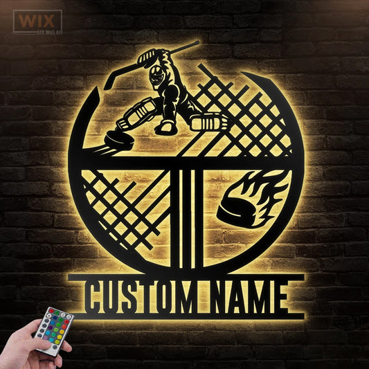 Hockey Led Metal Sign